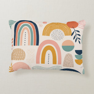 Pastel Prism Arc Abstract Surface Pattern Accent Pillow