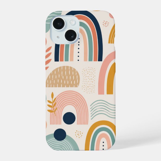 Pastel Prism Arc Abstract Surface Pattern iPhone 15 Case (Back)