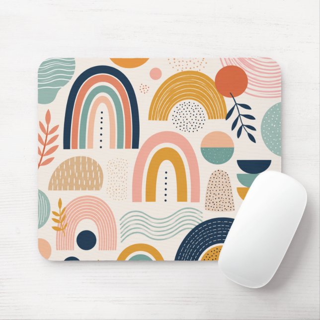 Pastel Prism Arc Abstract Surface Pattern Mouse Pad (With Mouse)