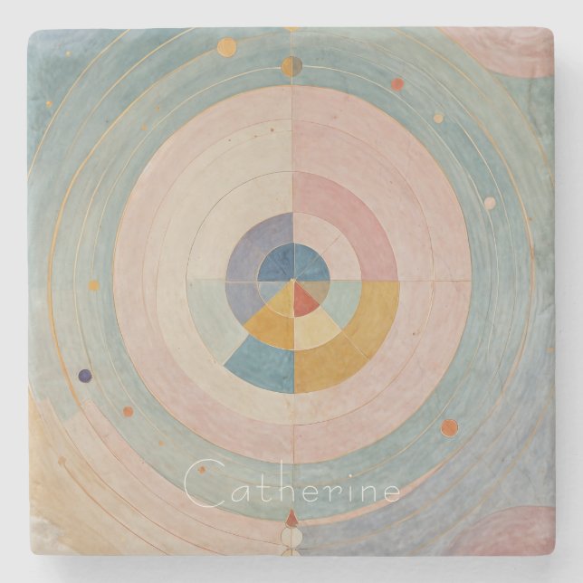 Pastel Prism: Rainbow Color Wheels Stone Coaster (Front)