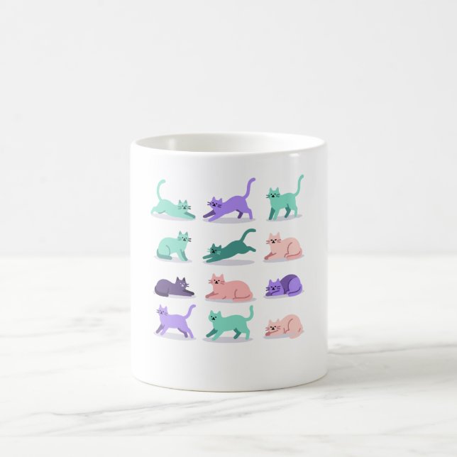 Pastel Prowl Cat Pattern Premium Mug (Center)