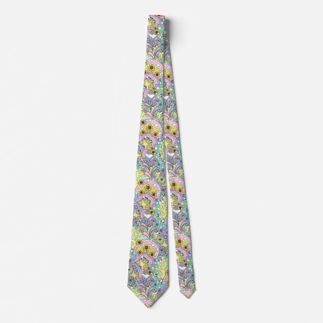 pastel psychedelic on blue tie (Front)