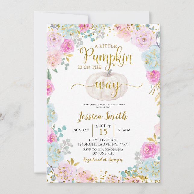 Pastel Pumpkin Baby Shower Invitation (Front)