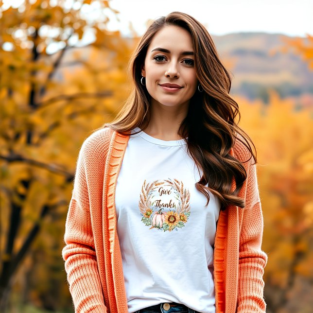 Pastel pumpkin floral custom autumn T-Shirt (Creator Uploaded)