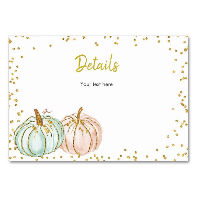 Pastel Pumpkin Gender Reveal Accommodation Detail Table Number (Front)