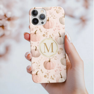Pastel Pumpkin Monogram – Personalized Initial iPhone 15 Pro Max Case