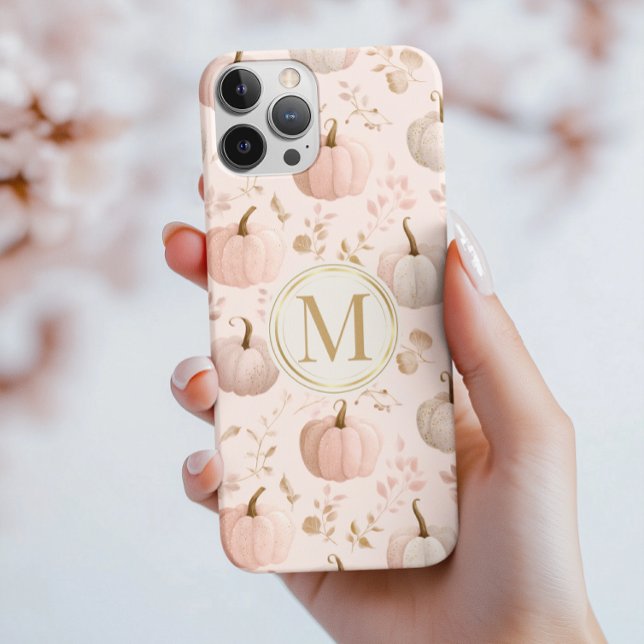 Pastel Pumpkin Monogram – Personalized Initial Case-Mate iPhone Case (Creator Uploaded)
