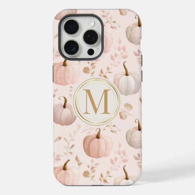 Pastel Pumpkin Monogram – Personalized Initial iPhone Case (Back)