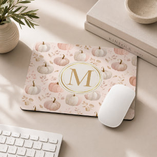 Pastel Pumpkin Monogram – Personalized Initial Mouse Pad