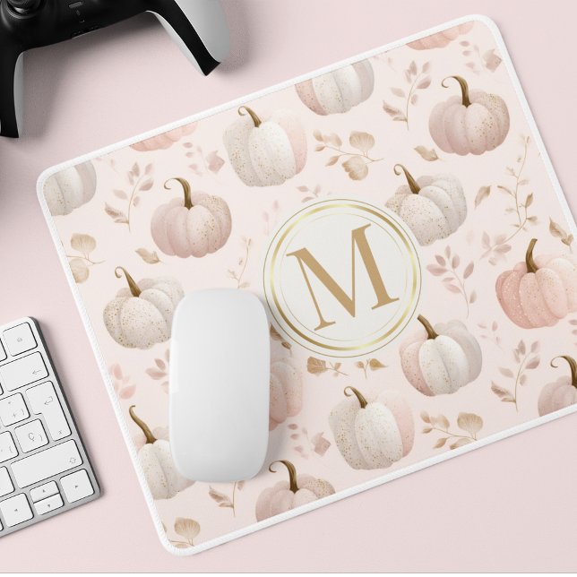 Pastel Pumpkin Monogram – Personalized Initial Mouse Pad (Creator Uploaded)