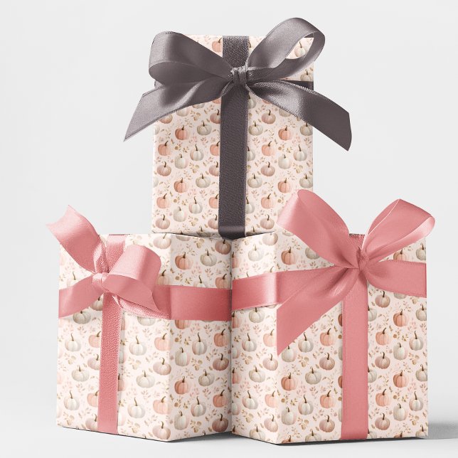 Pastel Pumpkin Monogram – Personalized Initial Wrapping Paper (Creator Uploaded)