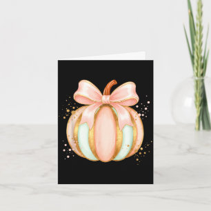 Pastel pumpkin with bow fall halloween cute card