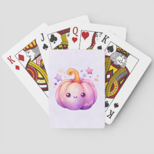 Pastel Pumpkin with Stars Cute Dreamy Vibe Playing Cards