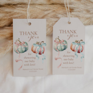 Pastel Pumpkins and Bows Gift Label Thank You Tags
