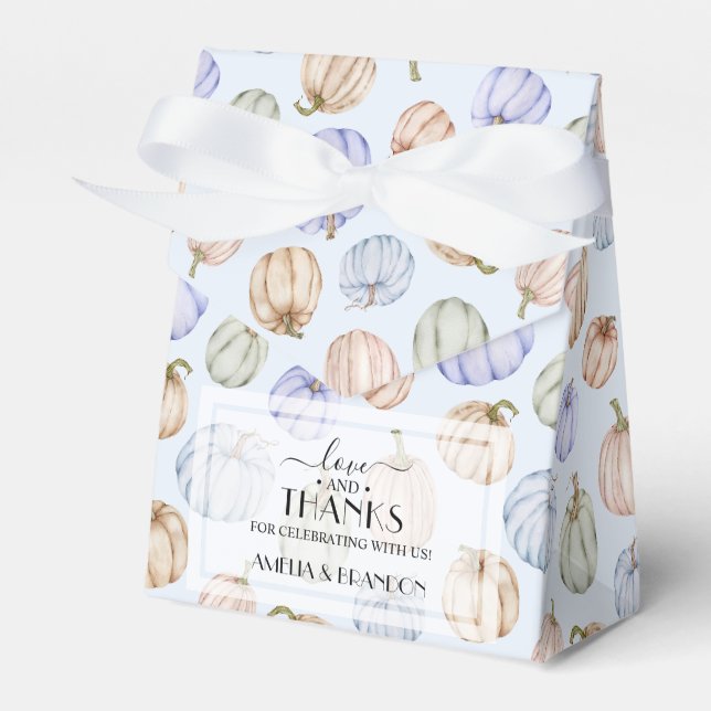 Pastel Pumpkins Blue Boy Baby Shower Favor Box (Front Side)