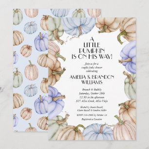 Pastel Pumpkins Boy Baby Shower Invitations