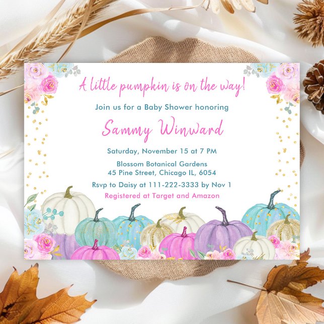 Pastel Pumpkins Confetti Baby Shower Invitation (Creator Uploaded)