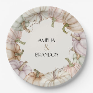 Pastel Pumpkins Fall Paper Plate
