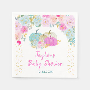 Pastel Pumpkins Floral Baby Shower Napkin