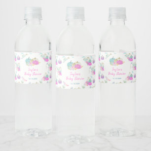 Pastel Pumpkins Floral Baby Shower Water Bottle Label