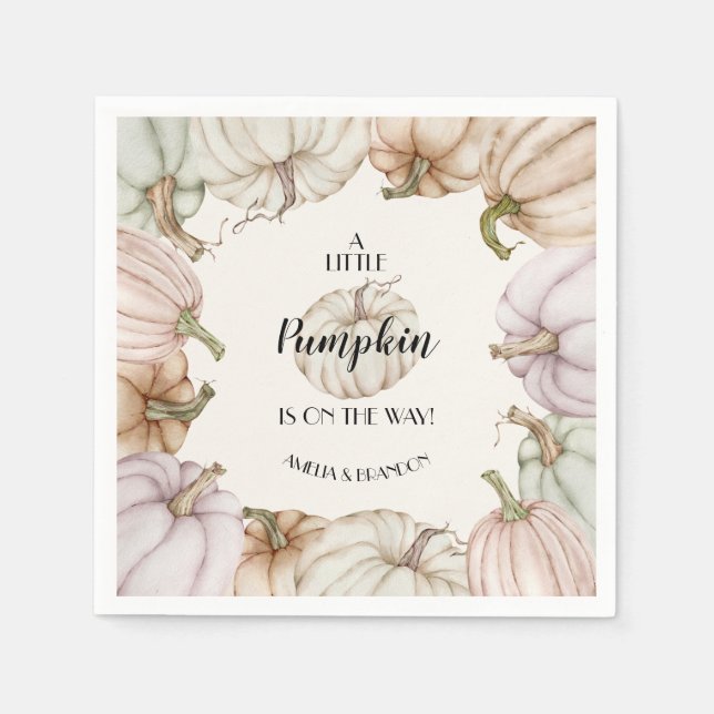 Pastel Pumpkins Neutral Baby Shower Napkin (Front)
