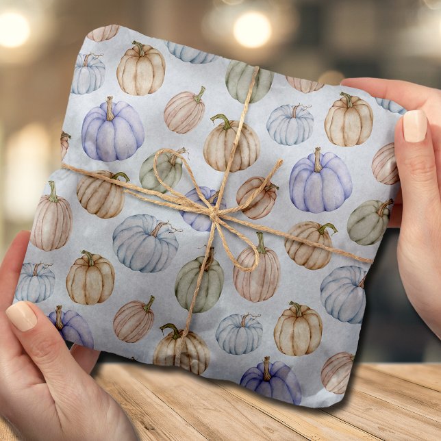 Pastel Pumpkins on Blue Tissue Paper (Creator Uploaded)