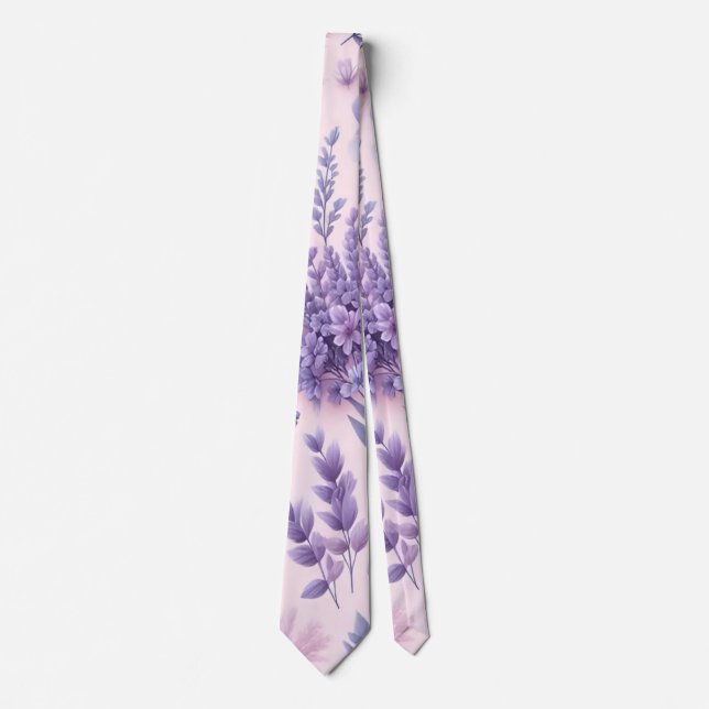 Pastel Purple Aesthetic Lavender Flower Tie (Front)