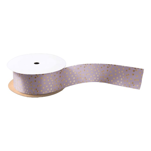 Pastel Purple and Gold Glitter Dot Ribbon Satin Ribbon (Spool)