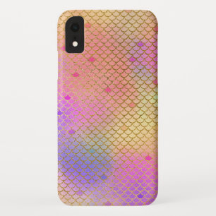 Pastel Purple and Orange Mermaid Scales Pattern iPhone XR Case