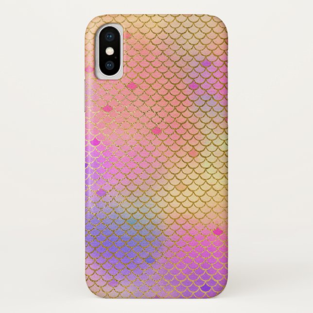 Pastel Purple and Orange Mermaid Scales Pattern Case-Mate iPhone Case (Back)