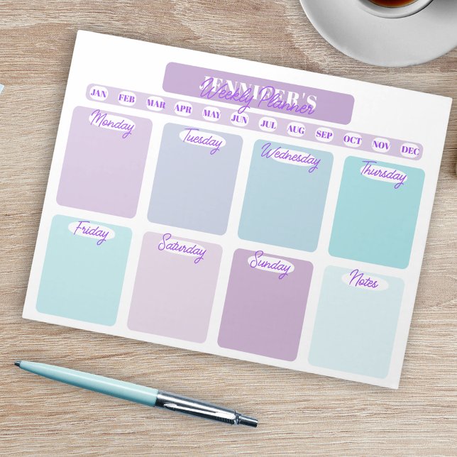 Pastel Purple And Teal Weekly Planner Organizer Notepad (Creator Uploaded)