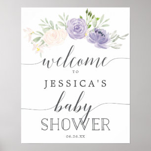 Pastel Purple Baby Shower Welcome Sign