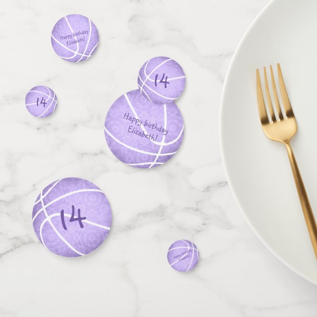 pastel purple basketballs girly sports party confetti (Group)