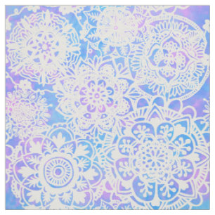 Pastel Purple Blue Mandala Pattern Fabric