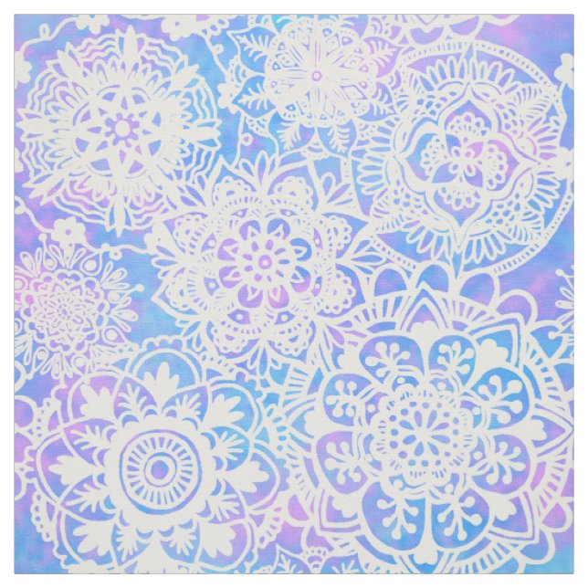 Pastel Purple Blue Mandala Pattern Fabric (Swatch)