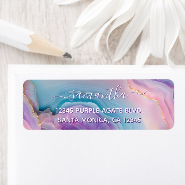 Pastel Purple Blue Pink Agate Elegant Name (Insitu)