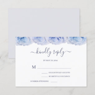 Pastel Purple Blue Roses Elegant Wedding RSVP Invitation