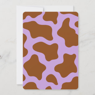 pastel purple brown cow print invitation