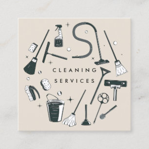 Pastel Purple Cleaning Services Square  Business Card