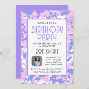 Pastel Purple Confetti Invitation de fête d'annive