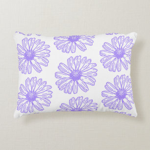 Pastel Purple Daisy Flower Print, Hippie Floral Accent Pillow