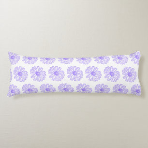 Pastel Purple Daisy Flower Print, Hippie Floral Body Pillow