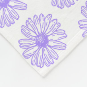Pastel Purple Daisy Flower Print, Hippie Floral Fleece Blanket
