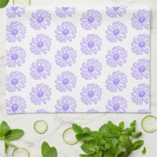 Pastel Purple Daisy Flower Print, Hippie Floral Kitchen Towel