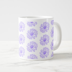 Pastel Purple Daisy Flower Print, Hippie Floral Large Coffee Mug