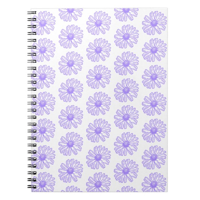 Pastel Purple Daisy Flower Print, Hippie Floral Notebook (Front)