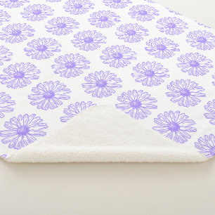 Pastel Purple Daisy Flower Print, Hippie Floral Sherpa Blanket