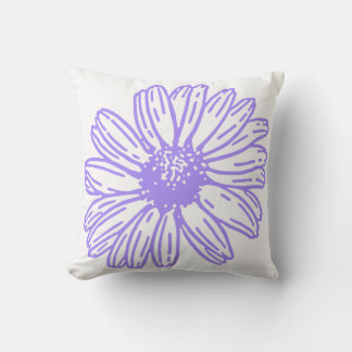Pastel Purple Daisy Flower Print, Hippie Floral Throw Pillow