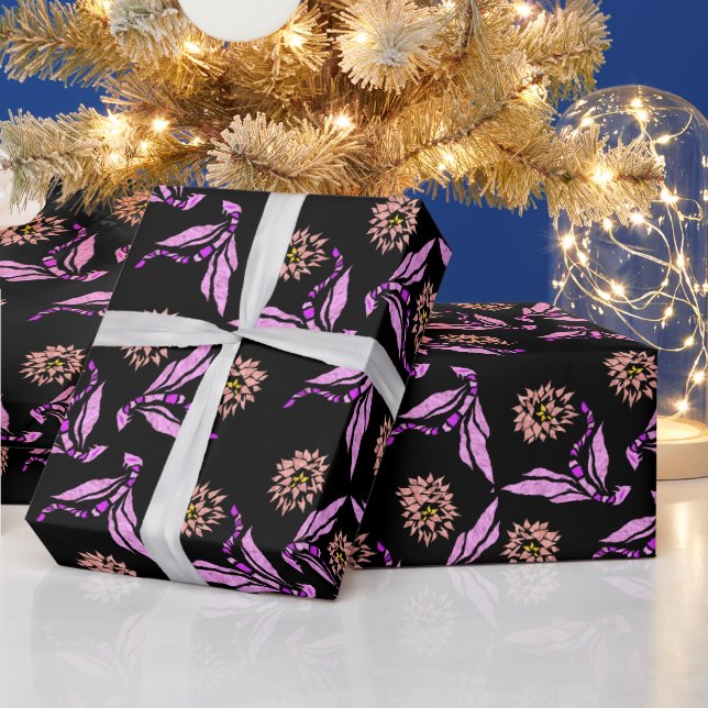 Pastel Purple Dragon Pattern Wrapping Paper (Holidays)