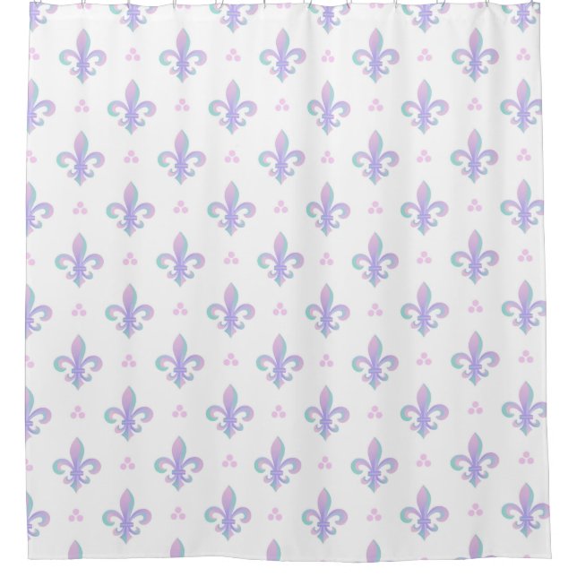 Pastel Purple Fleur De Lis Douche Rideau (Devant)
